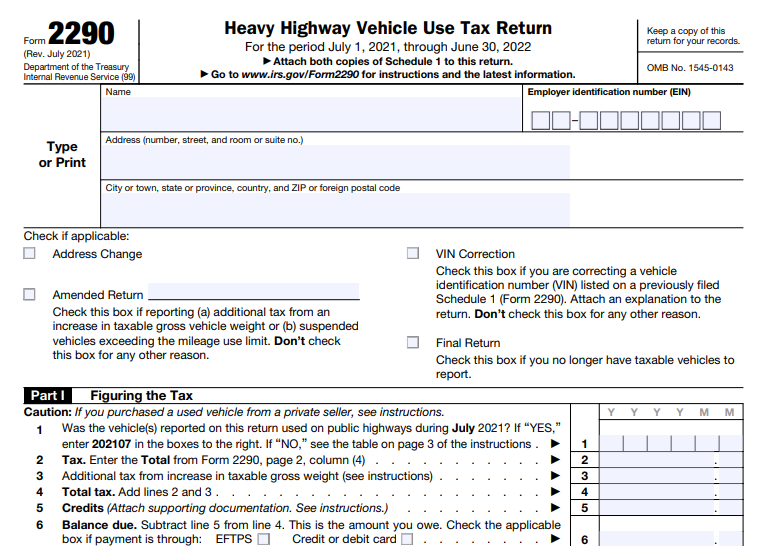 Irs Form 2290 Printable